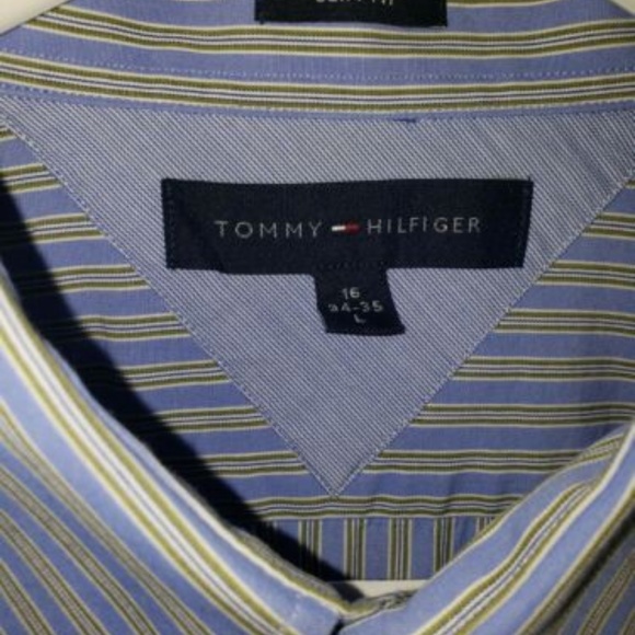 Tommy Hilfiger Mens Slim Fit Dress Shirt Sz Large - Picture 3 of 6